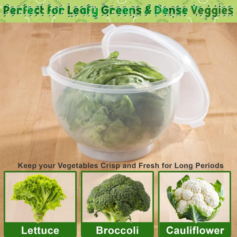 Home-X Lettuce Keeper - BPA-Free Lettuce Keeper for Refrigerator to Keep Salads and Vegetables Fresh - 7" x 8" Lettuce Crisper with Drainage Reservoir - Clear See-Through Vegetable and Fruit Crisper - Image 4